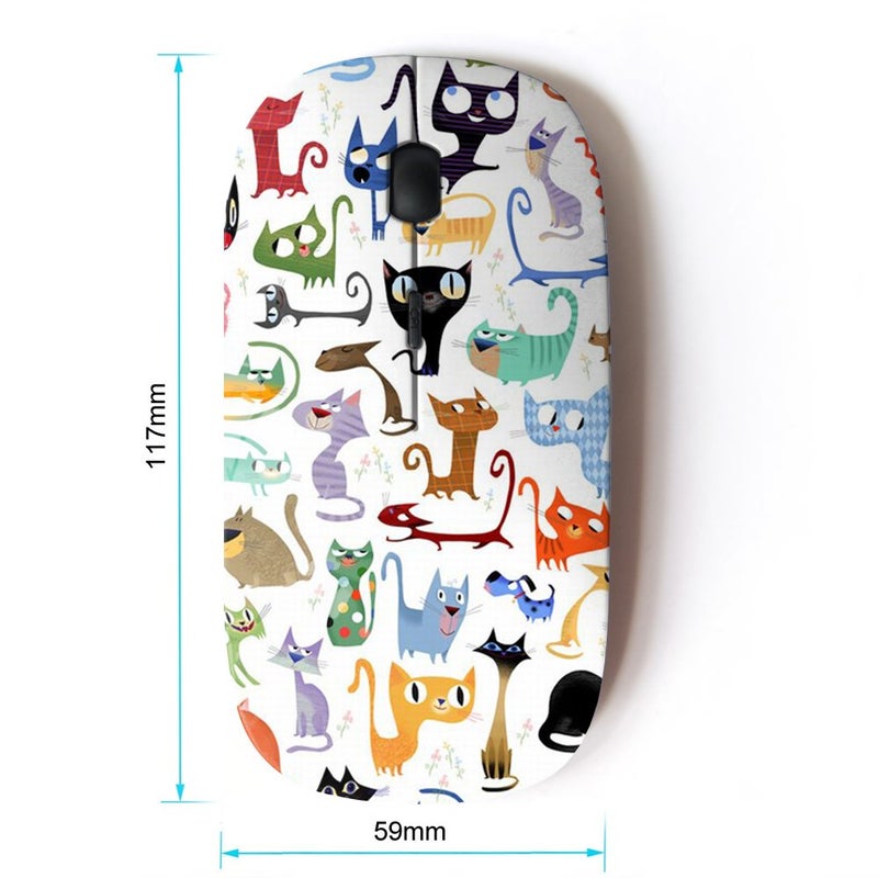 KOOLmouse [ Optical 2.4G Wireless Mouse [ Abstract Cat Pattern White Kittens ] - Image 2